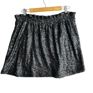 Joe Fresh Mini Skirt‎ Sequin Black Glam Nightout Party Cocktail Goth Large NWOT